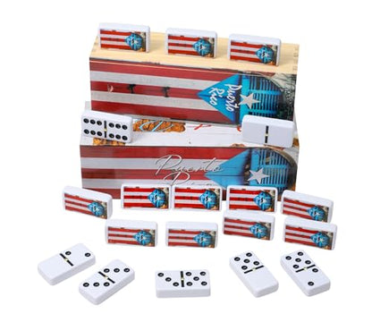 Puerto Rico Dominoes Set – Boricua Edition Double Six Domino – Puerto Rican Flag Design Dominos for Adults & Cultural Gatherings