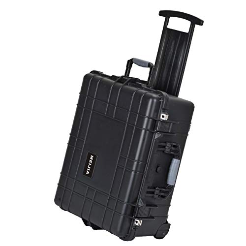MEIJIA Rolling Waterproof Hard Protective Case, Hard Camera Case with Retractable Pull Handle and Wheels,Customizable Fit Foam Inserted, Black,24.64 X19.39 X13.78 inches - size: 24.64 X19.39 X13.78 inches
