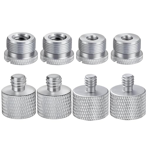 Mic Stand Adapter Set - 8pcs Metal Tripod Adapter - 5/8" to "3/8" & "1/4" Male/Female Threads - ADP01 Silver - color: 8 ADAPTER
