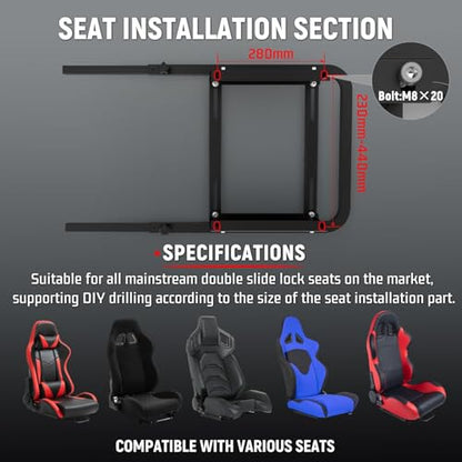 Dardoo G923 Racing Simulator Cockpit with Monitor Mount Fit for Logitech G29 G920, for Thrustmaster T80 T150, for PS4,for PC, Adjustable Driving Wheel Stand,Without Wheel, Pedal, Handbrake and Seat