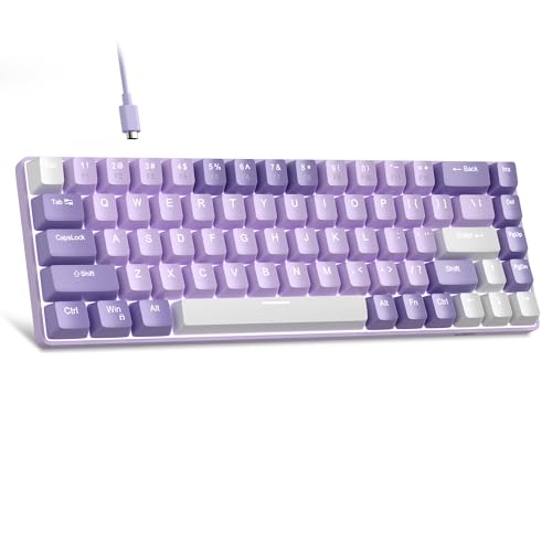 MageGee Portable 60% Mechanical Gaming Keyboard, MK-Box LED White Backlit Compact 68 Keys Mini Wired Office Keyboard with Red Switch for Windows Laptop PC Mac - Violets - color: Violet/Red Switch