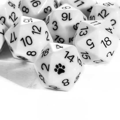 10-Pack D20 Dice Set White 20 Sided Dice for DND RPG Tabletop Games | Leather Storage Bag, DM Gift, for Dungeons and Dragons Role Playing Games - color: 10pcs D20 White