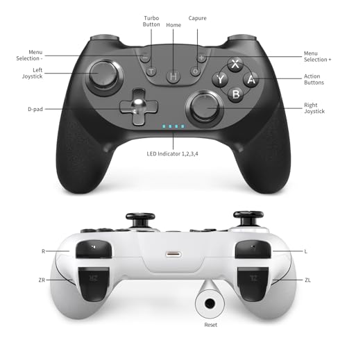 AceGamer Wireless Controller for Switch/Switch 2/Lite/Oled/Windows PC, Bluetooth Controller - color: Black&White