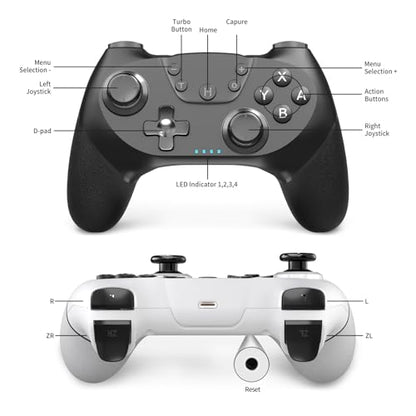 AceGamer Wireless Controller for Switch/Switch 2/Lite/Oled/Windows PC, Bluetooth Controller - color: Black&White