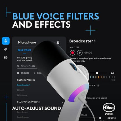 Logitech G Yeti GX Dynamic RGB Gaming Microphone with LIGHTSYNC - White | LIGHTSYNC, USB mic for streaming, plug and play for PC/Mac - color: White