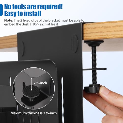 Desk Side Storage, Under Desk Laptop Mount, Table Side Hanging File Organizer, No Drill Clamp On Cable Management Tray, Laptop Holder with Magnetic Pen Holder for Office and Home(Black) - size: 1Tier-B