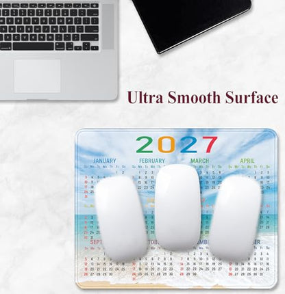 2027 Beach Calendar Mouse Pad, Suitable for Office and Gaming Scenarios | High Density Smooth Surface, Anti Slip Rubber Bottom Stable And Not Displaced, Exquisite Lock Edge Wear-Resistant And Durable - color: Beach Calendar