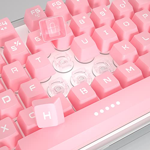 MageGee Gaming Keyboard, 7 Solid Colors Backlit Wired Gaming Keyboard with Clear Housing and Double-Shot Keycaps, K1 Waterproof Ergonomic 104 Keys Light Up Keyboard for PC Desktop Laptop, Pink