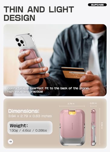 SUPCASE for MagSafe Wallet with Stand, Magnetic Wallet for Men Women, [Hold 6 Cards] [RFID Blocking] [Strong Magnetic Lock] Phone Stand Card Holder for iPhone 17/16/15/14/13/12 Series, Blush Pink - color: Blush Pink