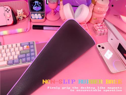 JMIYAV Pink RGB Gaming Mouse Pad 31.5x12 Inch PC XL Large Extended Glowing Led Light Up Desk Pad Non-Slip Rubber Base Computer Cute Mousepad Mat Desk Accessories Gaming Setup 83-MF - color: Black-to-pink gradient