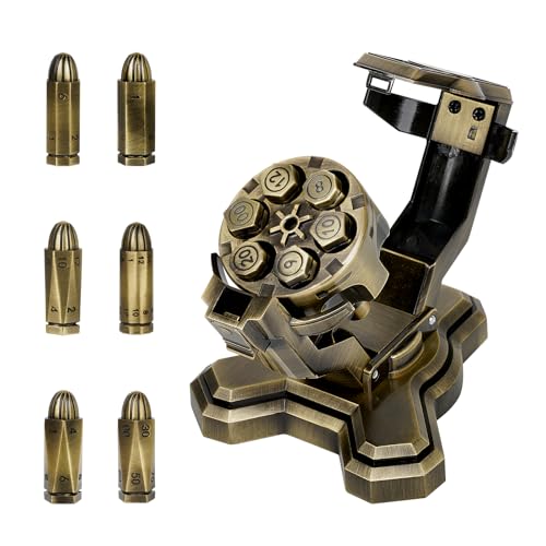 Bullet Nest Revolver Dice Set – Premium 7-Piece Zinc Alloy Polyhedral Dice with Spinning Revolver Cylinder Case, Collectible DND Dice Gift for Dungeons & Dragons, RPG & Tabletop Gamers (D00, Bronze) - color: Bronze, style: D00