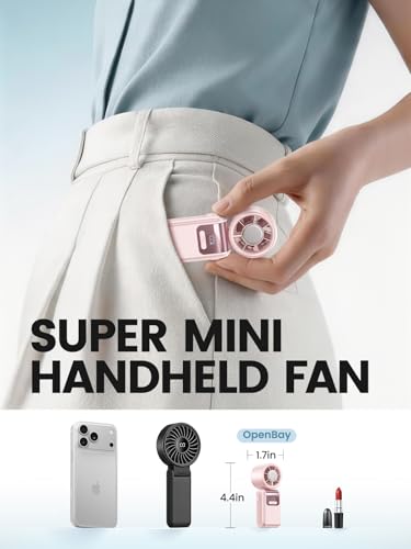 Portable Mini Handheld Fan, Small Hand Fan with Ice Cooler, 100 Speeds, 11Hrs Cooling Time, 20000 RPM Turbo Hand Held Fan for Travel, Outdoor, Beach & Makeup Pink - color: Pink