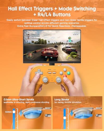 8Bitdo Pro 3 Bluetooth Controller (Yellow) - TMR Joysticks | For Switch/Switch 2, Windows/Apple/Android, Swappable ABXY Buttons, Pro Back Buttons, Hall Effect Triggers, Charging Dock - color: Yellow, size: Pro 3