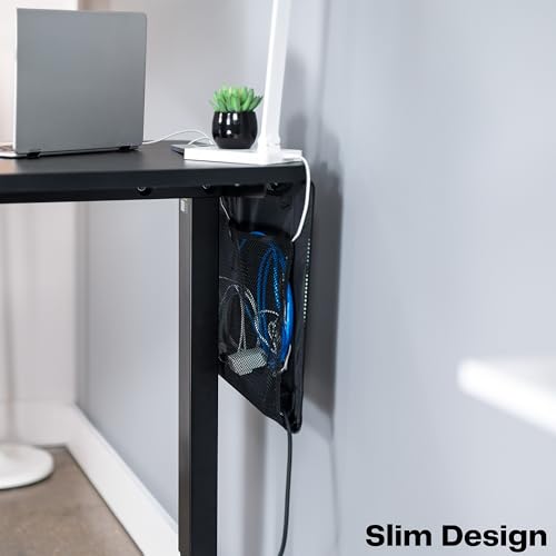 VIVO Black 24 inch Under Desk Privacy and Cable Management Organizer Sleeve, Wire Hider Kit Panel System, DESK-SKIRT-24 - size: 24" Panel