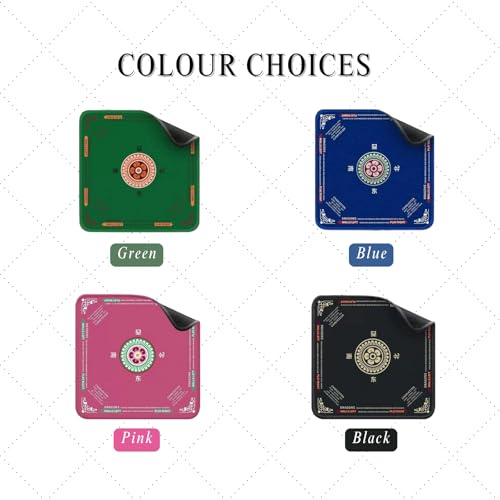 Chinese Mahjong Mat with Storage Bag, Neoprene Mahjong Table mat, 31.5x31.5 Inch, Non-Slip and Noise Reduction Table Cover for Board Games, Tile Games, Mahjong, Dominoes (Black) - color: Black