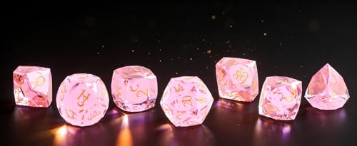 Crystal Amethyst Polyhedral Dice Set for DND (7-Piece) - Hand-Polished Gemstone Gaming Dice for Dungeons and Dragons & Tabletop RPGs, with Gift Case - color: Sj-001