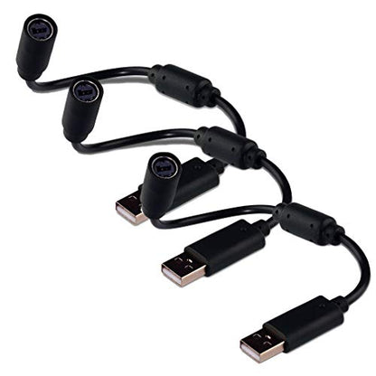 Replacement Dongle USB Controller Breakaway Cable Cord Game Controller Adapter for Xbox 360 PC Wired Controller Rock Band and Guitar Hero - Black (3 Pack)