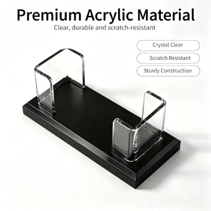 Acrylic Business Card Holder, Black, Clear Horizontal 1 Slot Desktop Organizer, 60 Card Capacity, Display Stand for Desk (M) - size: M