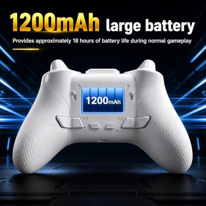 Morostron Wireless Controller for PC and Steam Games, Switch/Switch 2/iOS/Android Compatible, Interactive Screen, Hall Sticks, RGB, 1200mAh, White - color: White