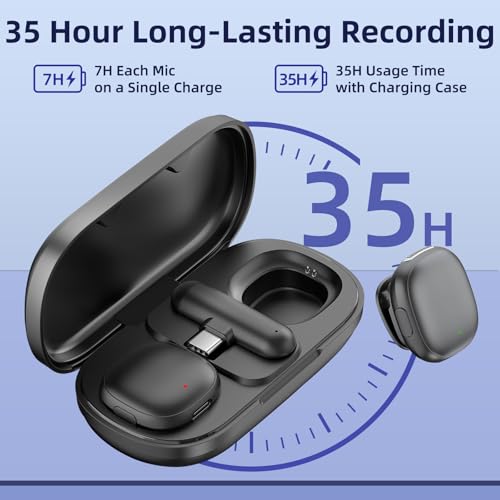 NPTCL Mini Wireless Lavalier Microphone USB C for iPhone 17/16/15, Android | Ai Noise Cancelling Clip on Lapel Mic, 35 Hour Charging Case, 328Ft Transimission for Video Recording Vlog Tiktok YouTube - style: Ai Noise Canceling-for All iPhone and Android