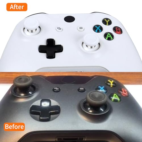 RALAN Replacement Interchangeable Thumbsticks Joysticks Repair Kit for Xbox One, Xbox Series X/S, PS4/PS5/NS Pro Controllers, 3 Height Plastic Base, 5 Grip Designs (White) - color: White