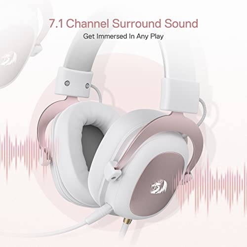 Redragon H510 Zeus White Wired Gaming Headset - 7.1 Surround Sound - Memory Foam Ear Pads - 53MM Drivers - Detachable Microphone - Multi Platforms for PC, PS4/3 & Xbox One/Series X, NS - color: White H510