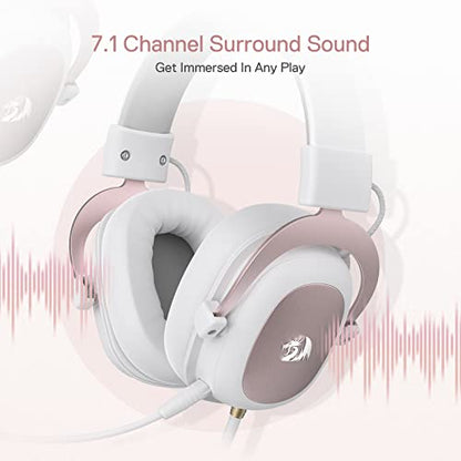 Redragon H510 Zeus White Wired Gaming Headset - 7.1 Surround Sound - Memory Foam Ear Pads - 53MM Drivers - Detachable Microphone - Multi Platforms for PC, PS4/3 & Xbox One/Series X, NS - color: White H510