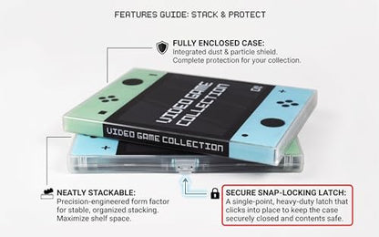 UniKeep Game Case for Nintendo Switch Cartridges - Holds 60 Video Games Securely in Foam | Heavy Duty Compact Travel Storage Binder & Protective Holder Organizer with Snap-Lock Closure - color: green / blue
