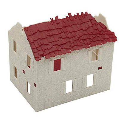 BMC WW2 Ruined Spanish Farm House - Plastic Army Men Playset Accessory - color: Off-white & Red