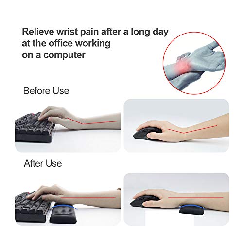 Keyboard and Mouse Wrist Rest Set Gaming Memory Foam Ergonomic Hand Palm Rest Support for Computer, PC, Laptop, Mac Typing and Wrist Pain Relief and Repair (17.3 Inch, Black)