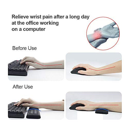 Keyboard and Mouse Wrist Rest Set Gaming Memory Foam Ergonomic Hand Palm Rest Support for Computer, PC, Laptop, Mac Typing and Wrist Pain Relief and Repair (17.3 Inch, Black)