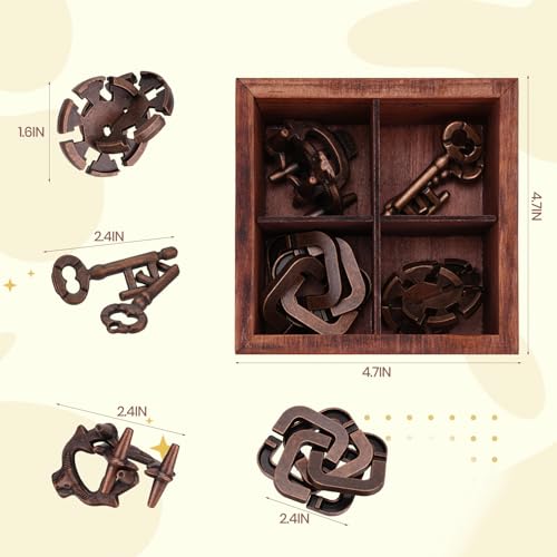 Metal Brain Teaser Puzzles for Adults Teens - Brain Teaser Puzzles with Wooden Box 3D Puzzle Game Toys for Adults Teens - Unlock Interlocking Puzzle Adults Teens IQ Education Smart Toys - color: Style C