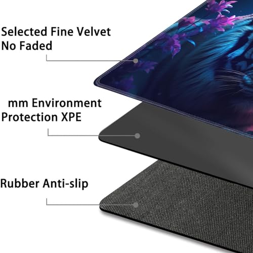 JVGFYNKL MTG Playmat + Drawstring Travel Pouch + 6 Dice Counter, for Tabletop Trading Card Game Playmats or Large Mouse Pad, Anti-Slip Rubber 24 x 14 in, Tiger Among Flowers TCG Playmat - color: JV-Playmat-1-F-161