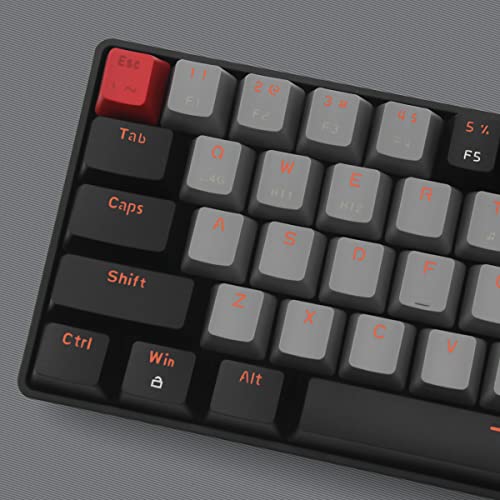 Qisan Mechanical Gaming Keyboard, Dual Mode 2.4G/BT Wireless, 60% Layout, US Layout, Blue Switch, 68 Keys, Computer Keyboard, Gaming Pc, Wireless Gaming Keyboard - color: Blue Switch Black & Grey Combo Color