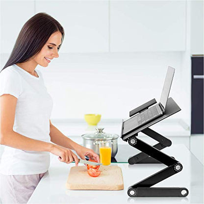 Mount-It! Adjustable Laptop Stand & Lap Desk with USB Cooling Fans, Large Aluminum Laptop Tray with Mouse Pad, Portable Sit-Stand Laptop Desk for Bed, Couch & Table