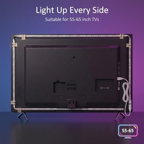 TV Backlight,12.5ft Music Sync Bluetooth TV Lights, 55-65" | USB Powered Smart Led Strip Lights, Immersive Behind TV LED Lights for Gaming, Movie