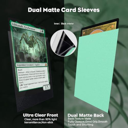 Eucalyptus Green Dual Matte Card Sleeves, Katomula Card Sleeves for MTG, Standard Card Sleeve for MTG, PKM, Flesh & Blood - color: Eucalyptus Green