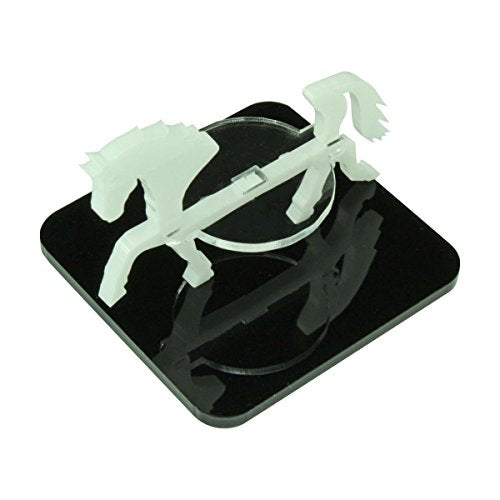 LITKO Horse Mount | Compatible with D&D & Pathfinder | 50mm Square | White | Turns a 30mm (1.25-inch) hero into a saddled rider | 2-inch footprint | Includes steed + clear acrylic base | Glue assembly - color: White, style: 2-Inch Square Base