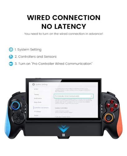 Gammeefy JC700 Switch 2 Controller, Handheld Controller with Ergonomic Grip | Hall Effect Joystick, 8-Color RGB Lighting, Wired Connection | No Latency, Macros, Turbo, 6 Game Slots