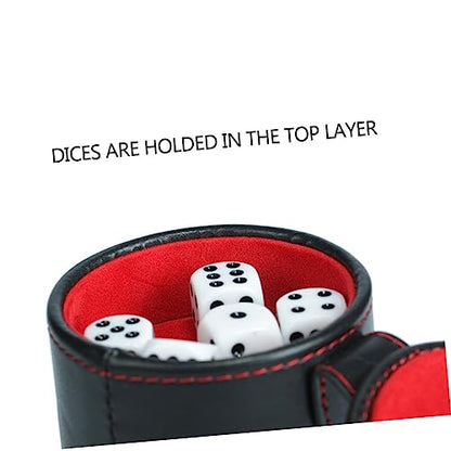 KOMBIUDA Leather Dice Cup Set Lid Double-Layer PU Leather Shaking Dice Container for and Board Games Portable Storage Cup for Game Players