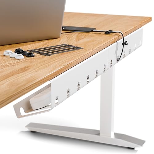 PAMO Cable Management Under Desk, Set of 3 - White | Easy under-table mounting keeps cables organized, includes 10 cable ties for a clean and tidy office or home workspace. - color: White, size: Set of 3