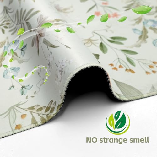 Baziabbo Green Desk Mat,XXL Extended Large Mouse Pad,Gaming Mousepad with Stitched Edge,Non-Slip Rubber Base Keyboard Desk Pad for Home Office Study Game (Green Plants) - color: Green Plants