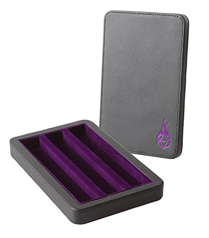 Forged Dice Co. Premium 3-Row Dice Case - Combination Dice Box and Dice Tray - Protects Polyhedral Dice Sets - Felt-Lined Storage Rows - Magnetic Lid Closure - Perfect Metal Dice Storage Box - Purple - color: Purple