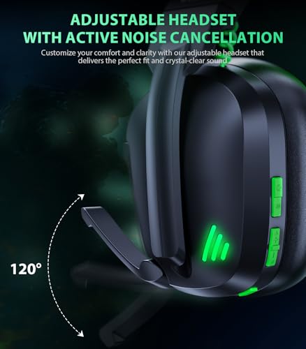 Wireless Gaming Headset for PS5, PS4 & PC, 20ms Ultra-Low Latency, 2.4GHz USB & BT 5.4, Noise Canceling Mic, 50H Battery, Compatible with Switch, Mac & Mobile, Ideal for Fortnite & Call of Duty - color: Obsidian Green