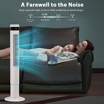 Antarctic Star Tower Fan Portable Electric Oscillating Fan Quiet Cooling Remote Control Standing Bladeless Floor Fans 3 Speeds Wind Modes Timer Bedroom Office (43 inch, White) | Quiet Cooling Remote Control Standing Bladeless Floor Fans 3 Speeds Wind Mode