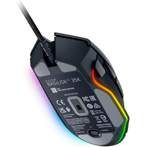 Razer Basilisk V3 35K Wired Ergonomic Gaming Mouse, Black | 35K DPI Optical Sensor Gen 2, HyperScroll Tilt Wheel, 13 Customizable Controls, Chroma RGB, Optical Switches Gen 3