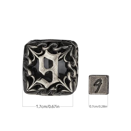 Mini Dice Set with Rune Keychain Case,7PCS Polyhedral Metal Dice Set for DND Role Playing Games(Silver) - color: Silver