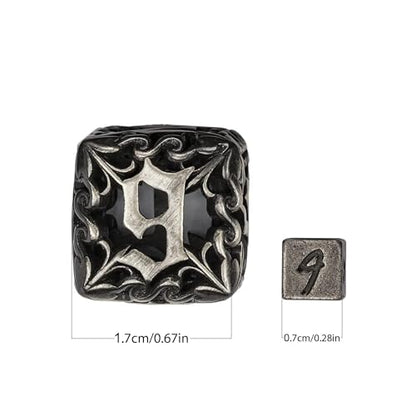 Mini Dice Set with Rune Keychain Case,7PCS Polyhedral Metal Dice Set for DND Role Playing Games(Silver) - color: Silver
