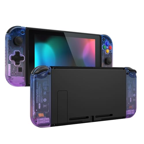 eXtremeRate Gradient Translucent Bluebell Joycon Handheld Controller Housing (D-Pad Version) w/Full Buttons, Replacement Shell Case for Nintendo Switch & OLED Joy-Con – Console Without - color: Gradient Translucent Bluebell