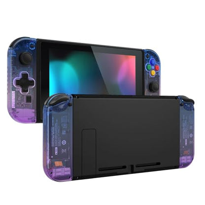 eXtremeRate Gradient Translucent Bluebell Joycon Handheld Controller Housing (D-Pad Version) w/Full Buttons, Replacement Shell Case for Nintendo Switch & OLED Joy-Con – Console Without - color: Gradient Translucent Bluebell